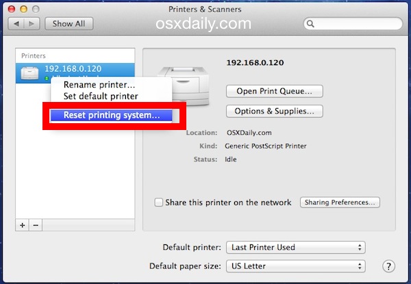 Rendszerkarbantartás: Nyomtatás Mac OS X alatt 